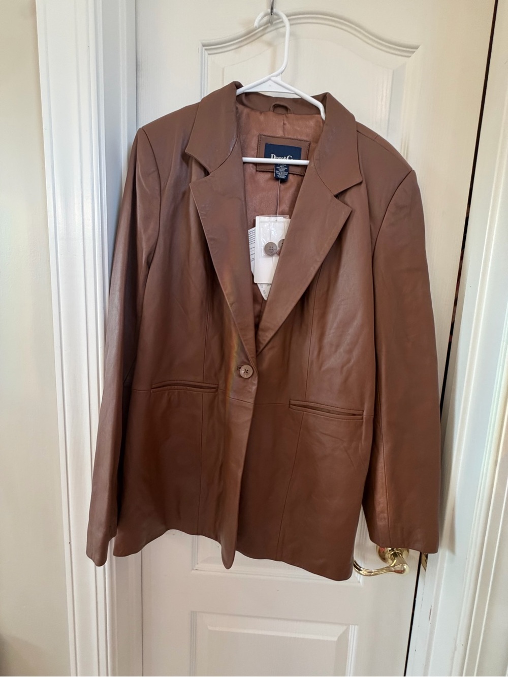 Women’s Denim&Co Brown Leather Single-Button Blazer